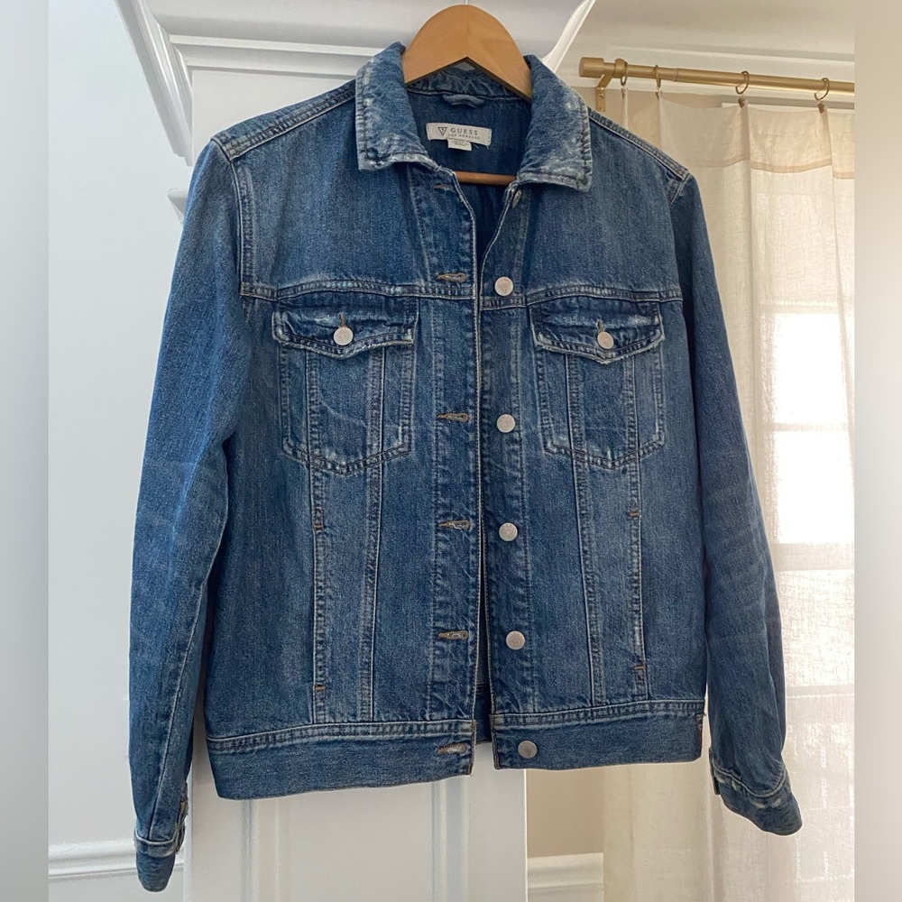 Guess Dark Blue Denim Jacket XS Baggy Oversized
